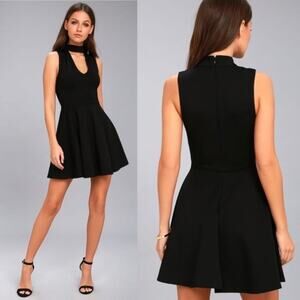 NEW Lulu's Loving You‎ Is Easy Black Skater Dress Size XS